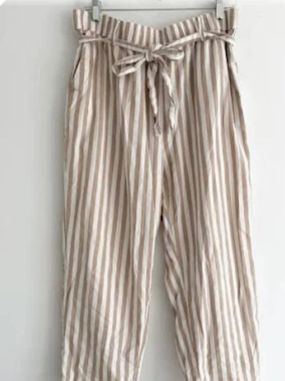 Alex Marie White & Beige Striped Cotton Pants